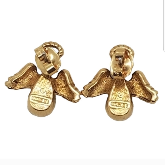 AVON VINTAGE 1996 "ANGELIC SPARKLE" GOLDTONE & CRYSTAL EARRINGS - Picture 4 of 5